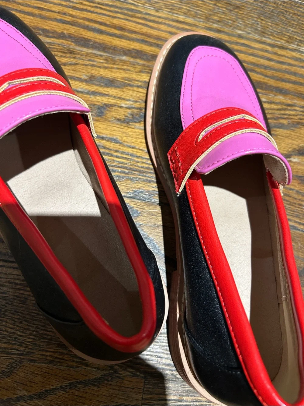 Women’s Two-Tone Pink and Black Penny Loafers size 37